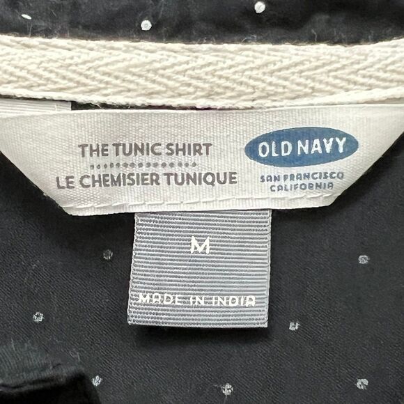 Old Navy "The Tunic" Black & White Polka Dot Long Sleeve Button Down Shirt M - Picture 5 of 6